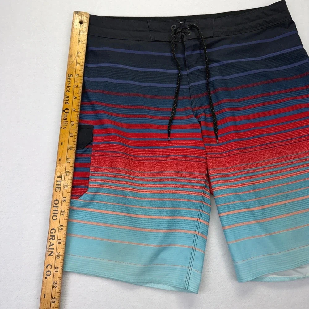 Billabong Board Shorts Mens 34 Blue Red Striped Recycler All Day Pro Surf Trunks